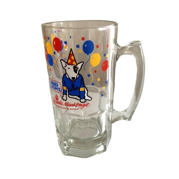 Large Spuds Mackenzie glass beer stein vintage pre-owned - Picture 2 of 5